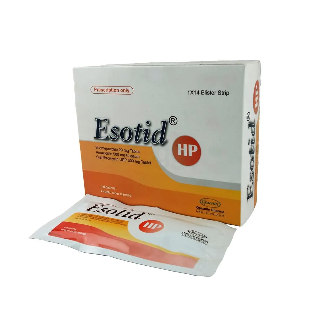 Tablet Esotid HP 20mg+1000mg+500mg (14'spack)